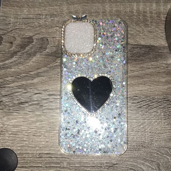 I-Phone 12 Pro Max Rhinestone decor heart mirror glitter case.  $$$ - Picture 4 of 4